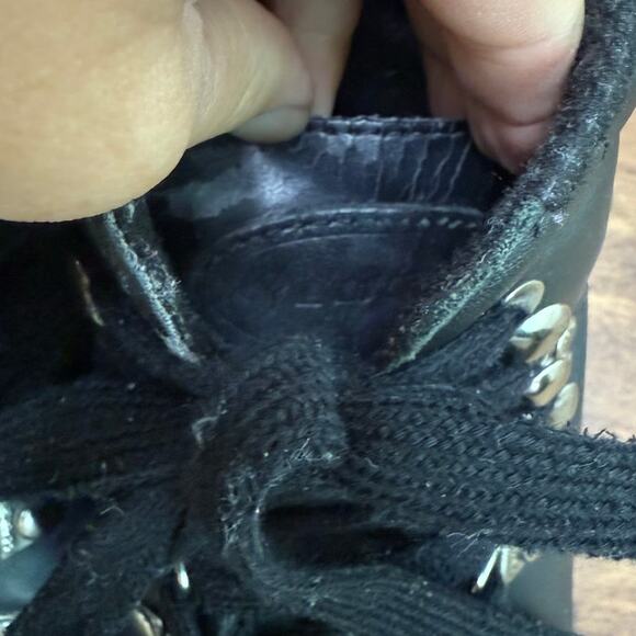 Vintage 90's Women's Black Lugz Size 6.5 Leather Workwear Grunge Chunky Heel - Picture 8 of 16